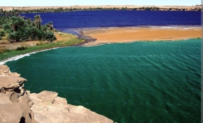 Ilustrasi danau besar di Sahara. [Int]